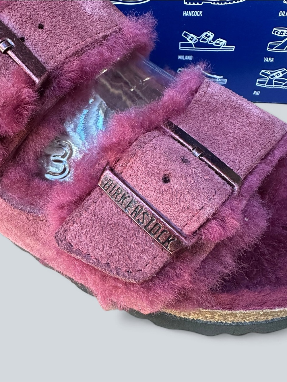 Birkenstock Women's Arizona MAROON Suede Shearling Sandal 41/10 Narrow NEW - Picture 5 of 10
